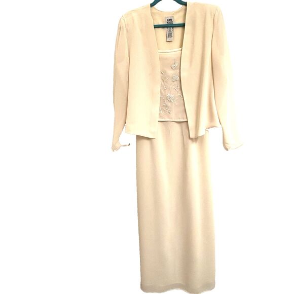 R&M Richards, Size 18, Cream, 2-Piece Dress with Jacket; Embroidered Bodice NEW! - Picture 8 of 15